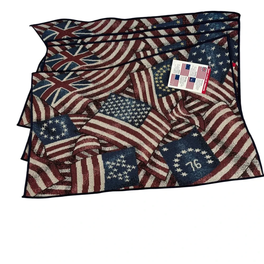 Manual Woodworkers Weavers Flags of Freedom Table Runner Placemats Americana NEW